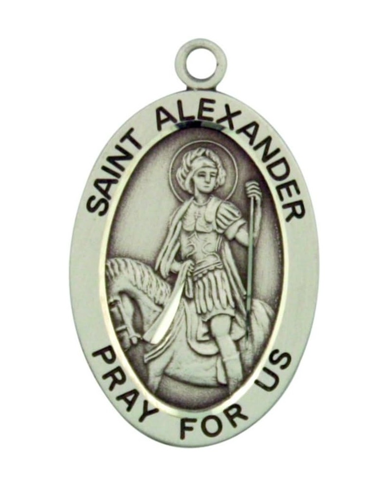 Sterling Silver Catholic Patron Saint Pray for Us Medal, 1 1/16 Inch Saint Alexander $35.64 Pendants