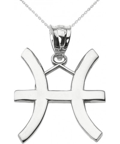 10K White Gold Zodiac Astrological Sign Charm Personalized Pendant Necklace - Choice of Symbol & Chain Length 18" Pisces: Feb...