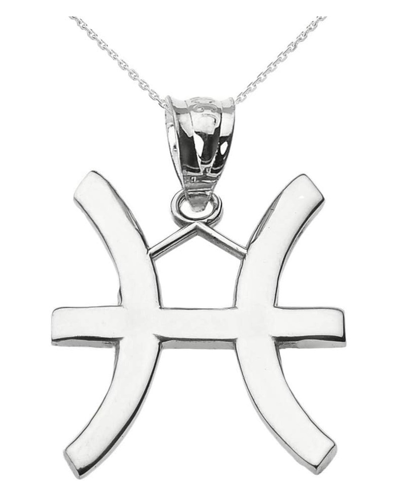 10K White Gold Zodiac Astrological Sign Charm Personalized Pendant Necklace - Choice of Symbol & Chain Length 18" Pisces: Feb...