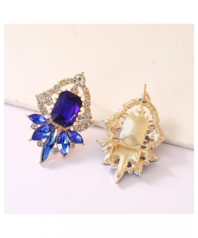 Vintage Rhinestone Drop Dangle Earrings Big Crystal Cluster Statement Earring Art Deco Costume Jewelry for Women A5-Royal Blu...