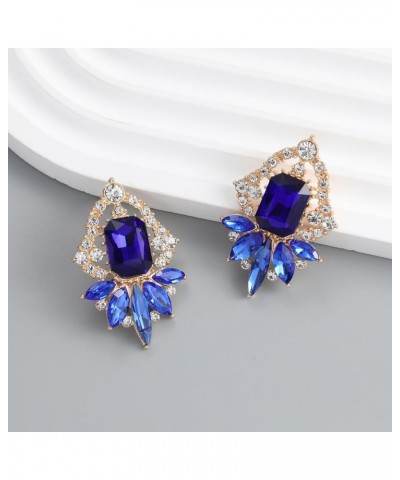 Vintage Rhinestone Drop Dangle Earrings Big Crystal Cluster Statement Earring Art Deco Costume Jewelry for Women A5-Royal Blu...