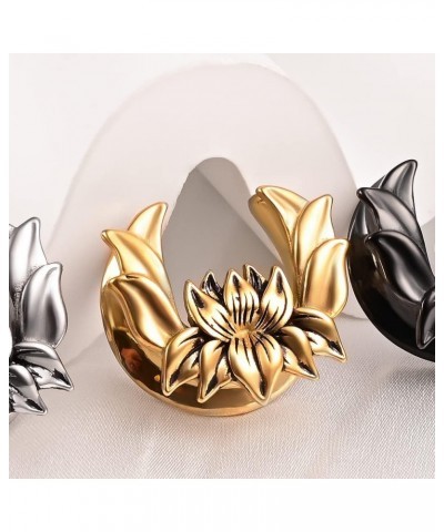 2PCS Stainless Steel Cool Lotus Saddle Tunnels Plugs Vintage Ear Gauges Piercing Expander Stretcher Body Jewelry For Women 1 ...