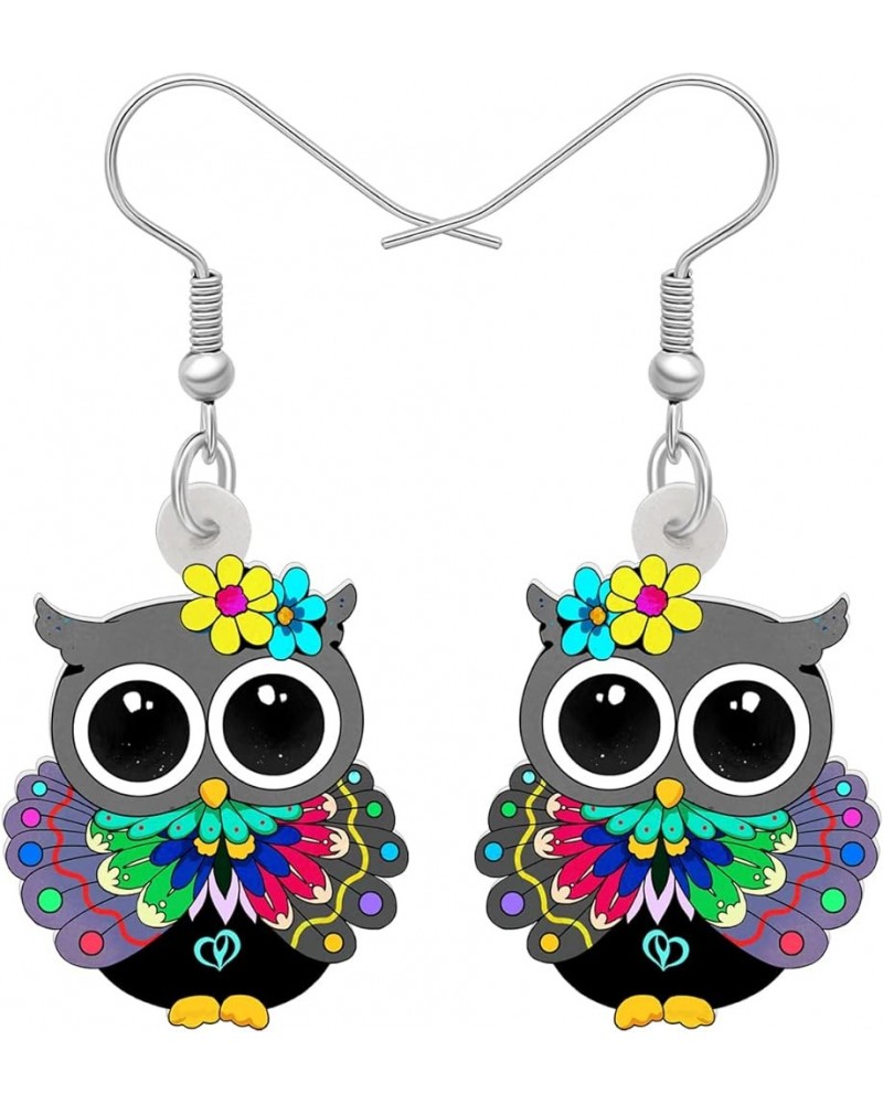 Acrylic Cute Owl Earrings Birds Dangle Gifts Fashion Jewelry for Women Girls Kids Charms Dark $7.53 Earrings