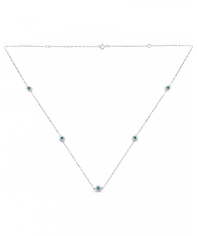 Sterling Silver Treated Blue Color Diamond Station Necklace (1/2 cttw, Blue Color, I2-I3 Clarity) $121.04 Necklaces