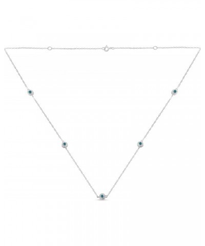 Sterling Silver Treated Blue Color Diamond Station Necklace (1/2 cttw, Blue Color, I2-I3 Clarity) $121.04 Necklaces