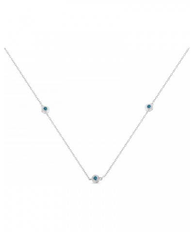 Sterling Silver Treated Blue Color Diamond Station Necklace (1/2 cttw, Blue Color, I2-I3 Clarity) $121.04 Necklaces