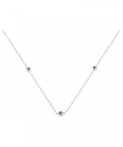 Sterling Silver Treated Blue Color Diamond Station Necklace (1/2 cttw, Blue Color, I2-I3 Clarity) $121.04 Necklaces