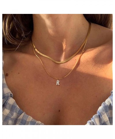 Tiny Gold Initial Necklaces for Women, 14K Gold Plated Cubic Zirconia Letter Pendant Necklace Personalized Capital Monogram N...