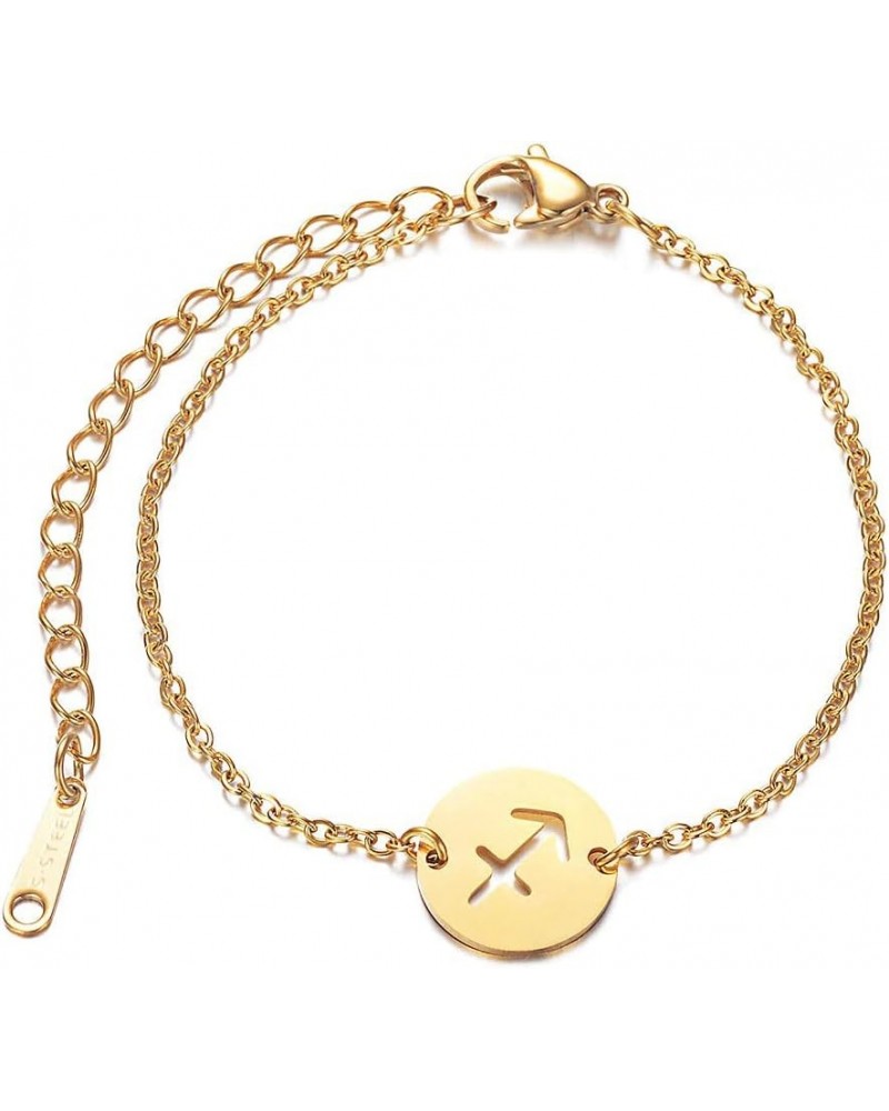 Stainless Steel Gold Plated Zodiac, Constellation, Horoscope, Disc Anklet, Ankle Bracelet Sagittarius, Gold $11.39 Anklets