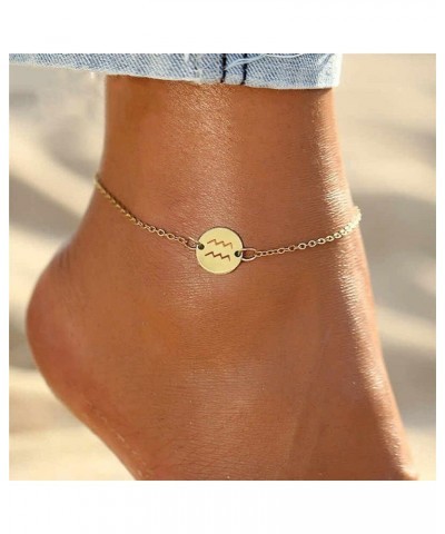 Stainless Steel Gold Plated Zodiac, Constellation, Horoscope, Disc Anklet, Ankle Bracelet Sagittarius, Gold $11.39 Anklets