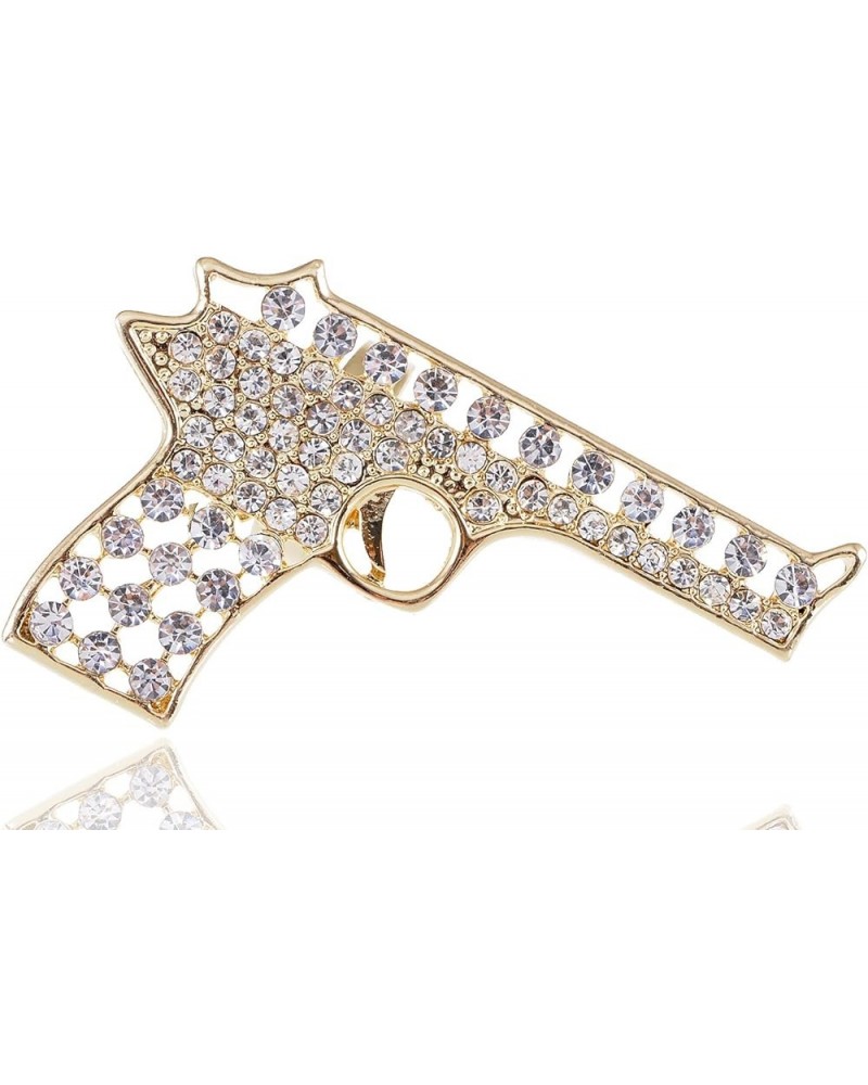 Adjustable Clear Crystal Colored Rhinestones Cutout Gun Pistol Ring Gold $8.82 Rings