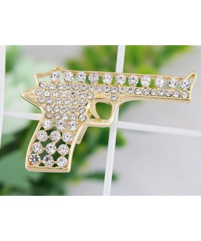 Adjustable Clear Crystal Colored Rhinestones Cutout Gun Pistol Ring Gold $8.82 Rings