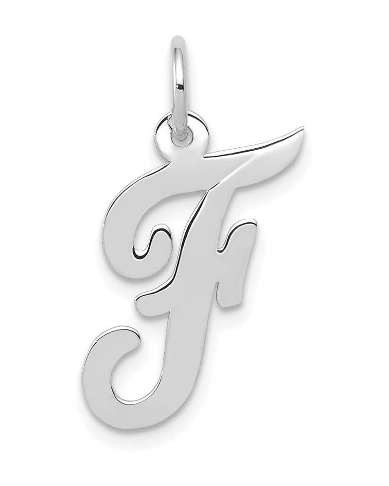 14k Gold Medium Script Letter Name Personalized Monogram Initial Charm Pendant Necklace Jewelry Gifts for Women in White Gold...