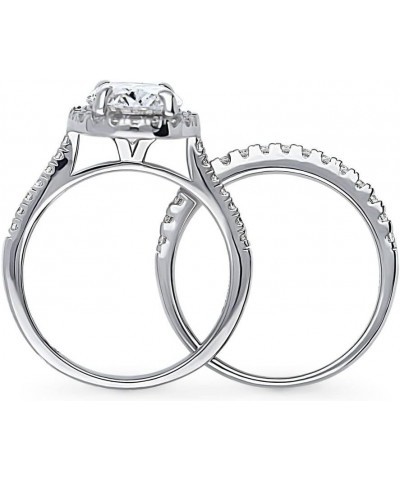 Sterling Silver Halo Wedding Engagement Rings Oval Cut Cubic Zirconia CZ Ring Set for Women, Rhodium Plated Size 4-10 $40.76 ...