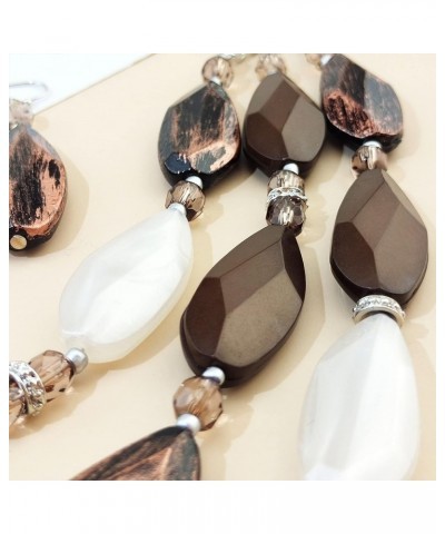 3 Layer Beads Statement Necklace Earring for Women Jewelry Set brown $11.39 Jewelry Sets