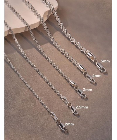 925 Sterling Silver Rope Chain 2/2.5/3/4/5mm Necklace for Men Silver/Gold Link Chain for Women 16-30 Inches 18 2.5mm Silver $...