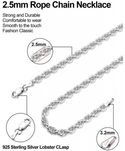 925 Sterling Silver Rope Chain 2/2.5/3/4/5mm Necklace for Men Silver/Gold Link Chain for Women 16-30 Inches 18 2.5mm Silver $...