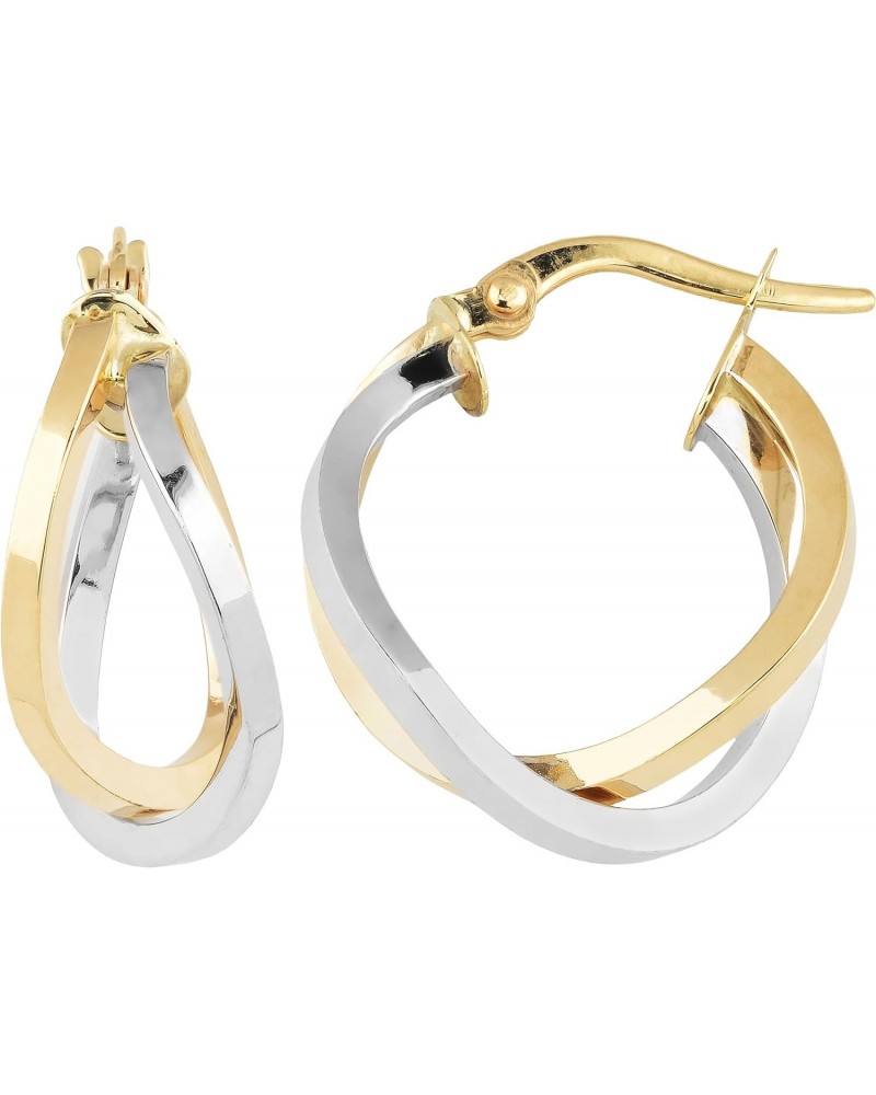 10k Two-tone Gold High Polish Overlap Hoop Earrings $62.92 Earrings