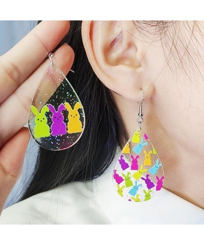 Acrylic Easter Bunny Earrings Colorful Easter Earrings Funny Bunny Earrings for Women G $4.50 Earrings