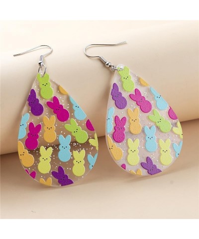 Acrylic Easter Bunny Earrings Colorful Easter Earrings Funny Bunny Earrings for Women G $4.50 Earrings