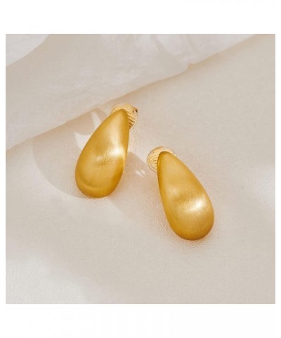 Dainty Chunky Clip On Earrings for Women Multiple Styles Gold Silver Retro Clip Earrings Brushed Gold Teardrop Clip $9.71 Ear...