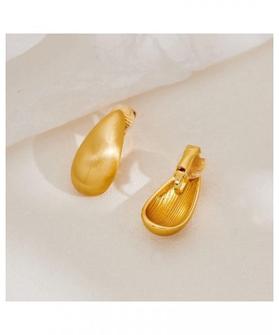 Dainty Chunky Clip On Earrings for Women Multiple Styles Gold Silver Retro Clip Earrings Brushed Gold Teardrop Clip $9.71 Ear...