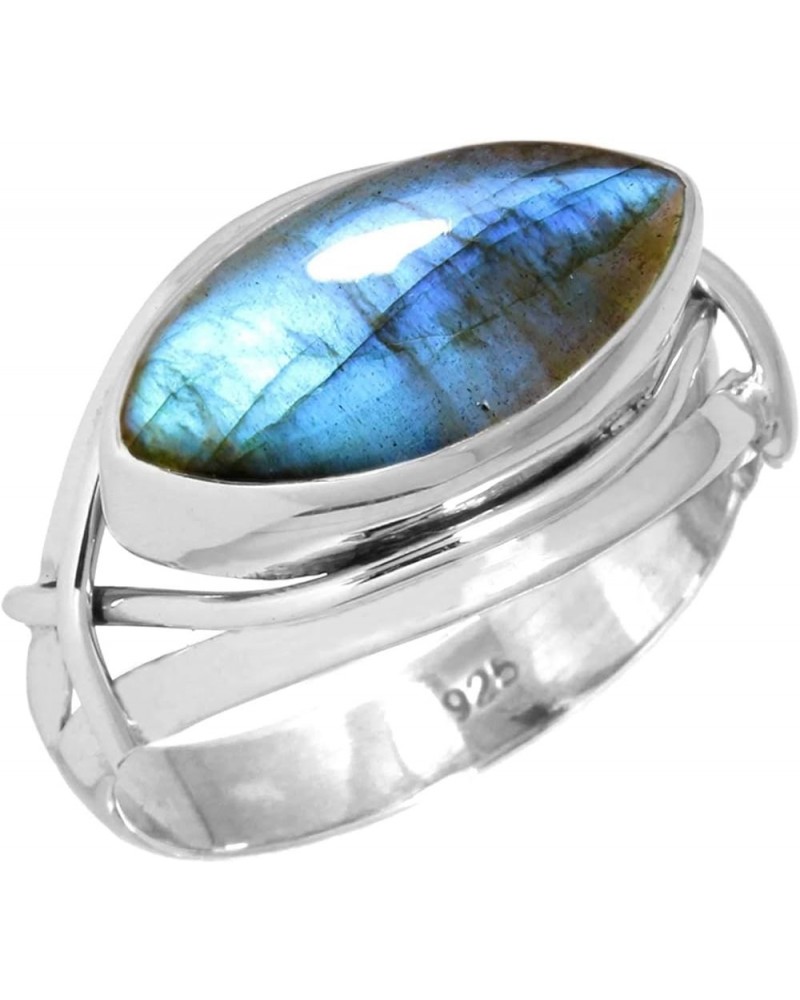 925 Sterling Silver Handmade Ring for Women 8x16 Marquoise Gemstone Fashion Jewelry for Gift (99106_R) Labradorite $16.65 Rings