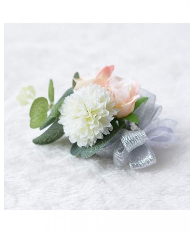 Bridal Bridesmaid Rose Wrist Corsage Bracelet Wedding Wrist Corsage Hand Flower Cream 4 Pcs $13.45 Bracelets