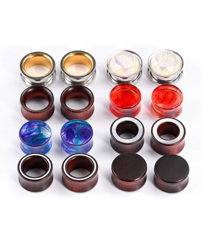 16PCS Set Mixed Acrylic Stainless Steel Wood Tunnels Plugs and Tunnels Ears Gauges Piercing Expander Stretchers Gift 0g-1" in...