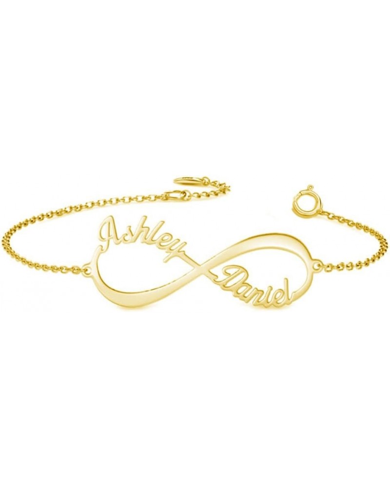 10k 14k 18k Solid Gold Personalized Name Bracelet Infinity Custom Name Bracelet Anklet Fine Jewelry Birthday Gifts for Women ...