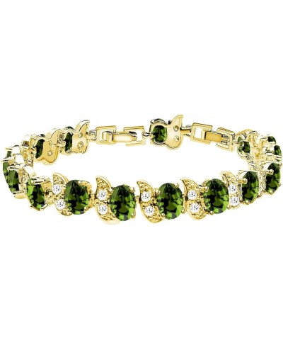 Fashion Tennis Bracelet Created Emerald White Gold Plated Charm Bracelet Gifts Jewelry for Women Gold-Olive Green $10.99 Brac...