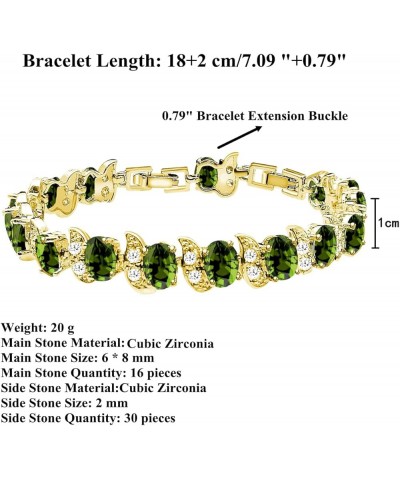 Fashion Tennis Bracelet Created Emerald White Gold Plated Charm Bracelet Gifts Jewelry for Women Gold-Olive Green $10.99 Brac...