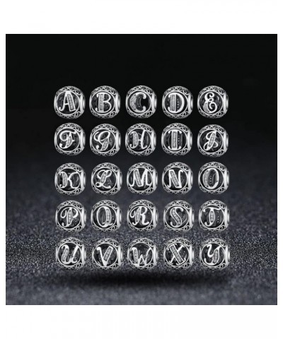 925 Sterling Silver Letter Charms for Pandora Bracelets Alphabet Initial Beads Jewelry Gift for Women Letter O-Offers support...