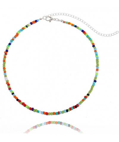 Boho Choker Necklace Chain Red Seed Rice Beaded Necklaces Jewelry for Women and Girls colorful 4 $6.96 Necklaces