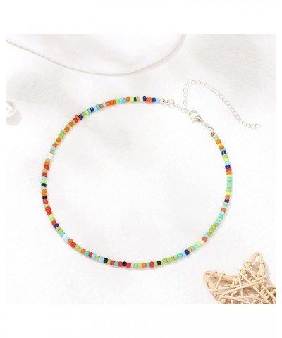 Boho Choker Necklace Chain Red Seed Rice Beaded Necklaces Jewelry for Women and Girls colorful 4 $6.96 Necklaces