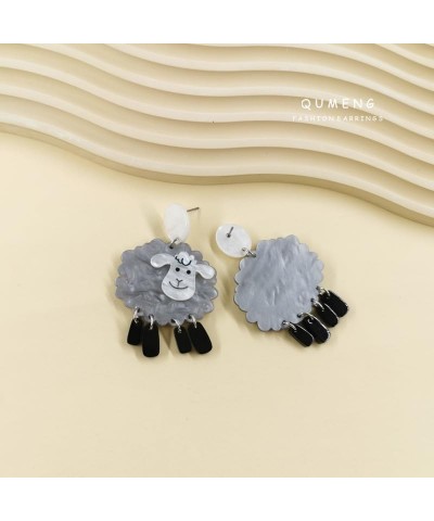 Sheep Earrings for Women Colorful Sheep Drop Earrings Funny Acrylic Animal Earrings Sheep Dangle Earrings Gifts for Girls Chr...