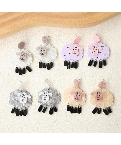 Sheep Earrings for Women Colorful Sheep Drop Earrings Funny Acrylic Animal Earrings Sheep Dangle Earrings Gifts for Girls Chr...