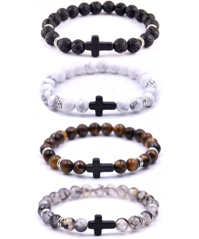 4PCS Cross Beads Bracelet for Men Women 8mm Healing Lava Stone Stretch Bracelets,7.5" … D:4Pcs a set $9.51 Bracelets