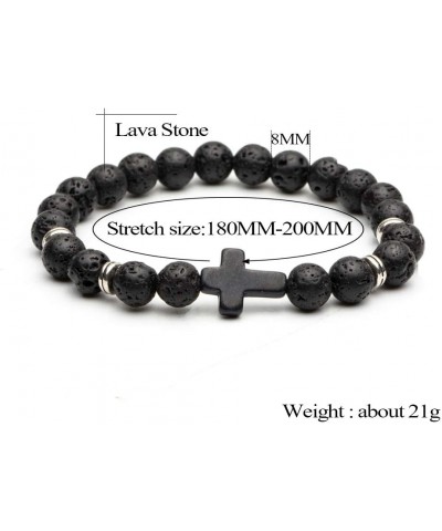 4PCS Cross Beads Bracelet for Men Women 8mm Healing Lava Stone Stretch Bracelets,7.5" … D:4Pcs a set $9.51 Bracelets