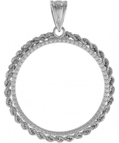 Sterling Silver Rope Edge Half Dollar Bezel 30mm Coins Prong Back 50 Cent Coin Not Included Diamond Texture Rim $42.63 Pendants