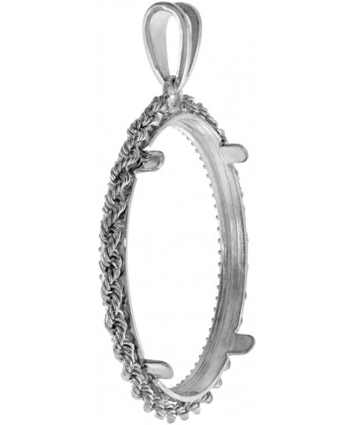 Sterling Silver Rope Edge Half Dollar Bezel 30mm Coins Prong Back 50 Cent Coin Not Included Diamond Texture Rim $42.63 Pendants