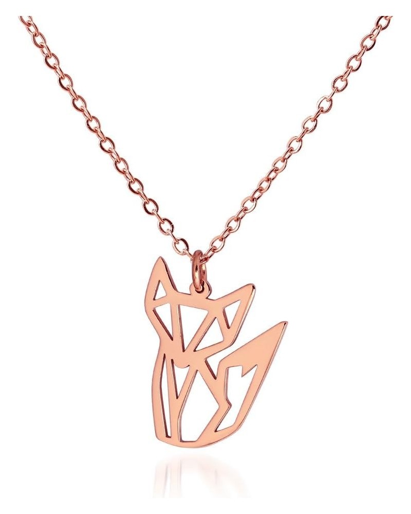 Women's Fox Necklace Cute Fox Jewelry Origami jewelry 16.5"+1.5" Extender Rose Gold $8.79 Necklaces