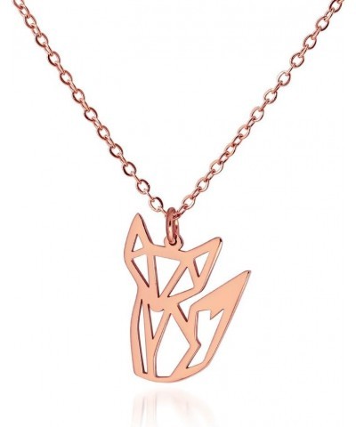 Women's Fox Necklace Cute Fox Jewelry Origami jewelry 16.5"+1.5" Extender Rose Gold $8.79 Necklaces