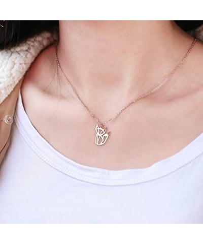 Women's Fox Necklace Cute Fox Jewelry Origami jewelry 16.5"+1.5" Extender Rose Gold $8.79 Necklaces