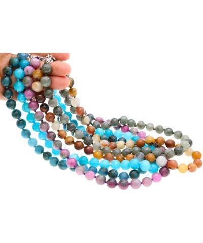 Semi Precious Natural Stone Beaded Choker Necklace for Women Amazonite Turquoise Gemstone Pearl Strand Necklace Grey $8.09 Ne...