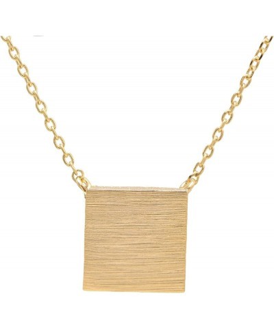 Handmade Brushed Metal Geometric Shape Disc Necklace Square-Gold $8.54 Necklaces