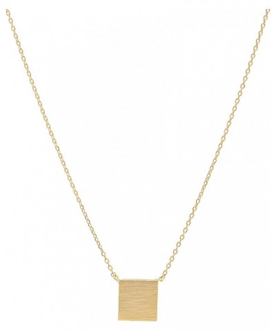 Handmade Brushed Metal Geometric Shape Disc Necklace Square-Gold $8.54 Necklaces