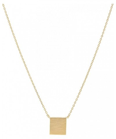 Handmade Brushed Metal Geometric Shape Disc Necklace Square-Gold $8.54 Necklaces