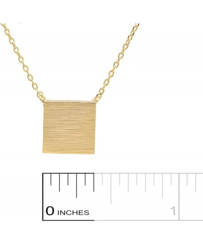 Handmade Brushed Metal Geometric Shape Disc Necklace Square-Gold $8.54 Necklaces