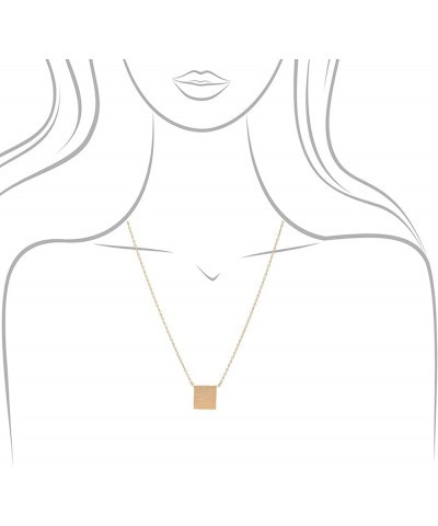 Handmade Brushed Metal Geometric Shape Disc Necklace Square-Gold $8.54 Necklaces